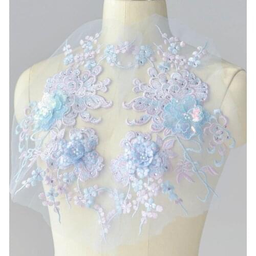 Fresh contrast embroidered lace beaded hot diamond flower handmade diy accessories free shipping