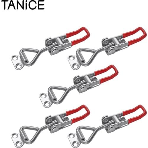 TANiCE 5Pcs Stainless Steel Lockable Toggle Catch Latch Lock Clamp Hasp Lever Handle Adjustable Draw Latch For Door Cabinet Box