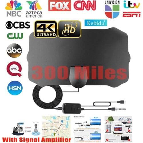 Kebidu TV antenna with amplifier Tv box 1080P digital Indoor HD HDTV Cable Antennas Aerial DVB-T/T2 UHF VHF DTV smart tv