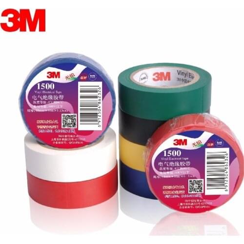 6Pcs/Lot 600V 3M Vinyl Electrical Tape 1500# Leaded PVC Rubber Adhesive Electrical Insulation Tape 18mm*10mm*0.13mm