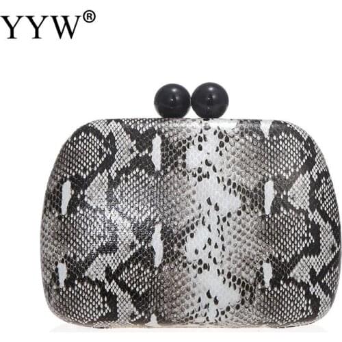 Vintage Ladies Clutches Snake Pattern Clutch Bag With Chain Handbag Crossbody Bag Durable Black Elegant Luxury Crystal Purse