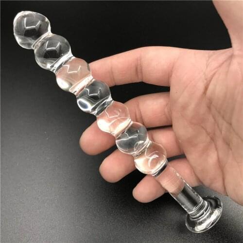 High Quality Crystal Clear Glass Dildo Anal Beads Tail Plug G-spot Stimulation Female Masturbation Adult Sex Toys for Lesbian