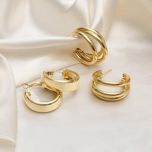 Fashion Minimalist Large Circle Earrings 2021 Trend Geometric Round Big Hoop Earrings For Women Girl Wedding Party Jewelry Gift