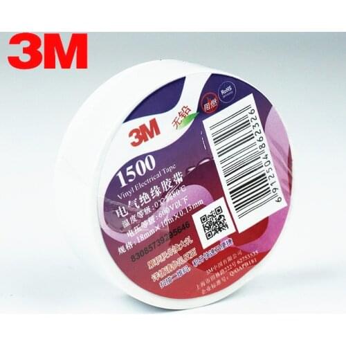 10pcs/lot 3M Vinyl Electrical Tape 1500# Leaded PVC Electrical Insulation Tape 18mm *10m*0.13mm White