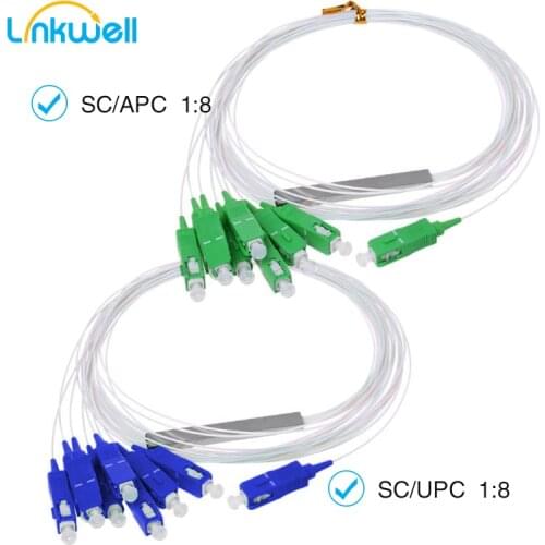 1x8 High Quality 10pcs/Lot PLC SC/APC SM 0.9mm Steel Tube FTTH Fiber Optic PLC Splitter 1m SC APC Connector 1:8 Connector