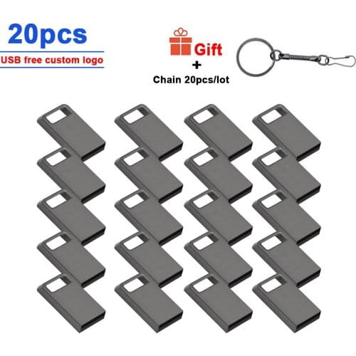 20pcs/lot Metal Mini tiny 32GB pendrive 16GB 32GB 64GB 128GB flash drive Usb 2.0 tiny memory stick U Disk cle usb gift free logo