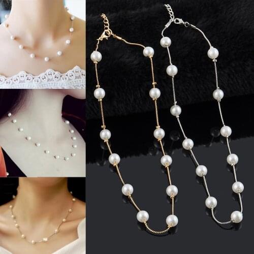 2021 Hot Sale Imitation Pearl Single-Layer Necklace Girls Gifts Charm Simple Korean Short Clavicle Chain Accessories