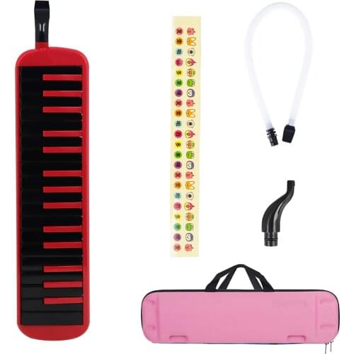 32-Key Melodica Professional Musical Instrument Kids Gift Wind Instrument With Flexible Tube Removable Mouthpiece Carry Bag