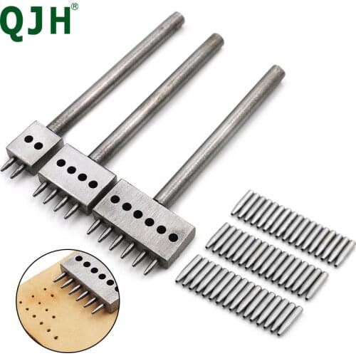 4/5/6/8mm Spacing Leather Hole Punches Hole Punching Nail DIY Hand Perforated Round Stitching Cut Leather Punch Tools Hole Set