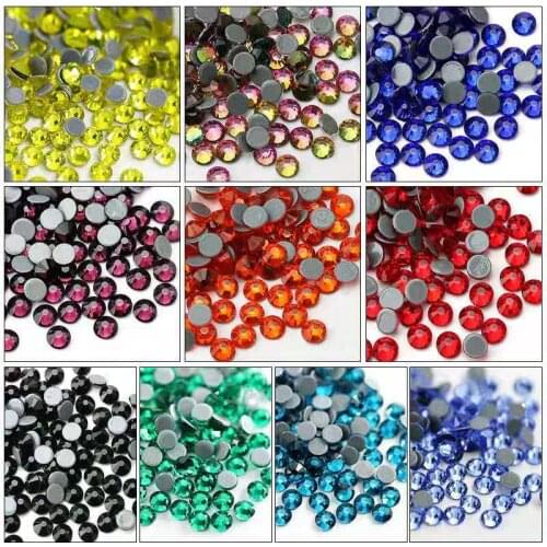 Aaaaa High-Quality 6 Sizes Colorful Crystal Ab DMC Hot Fix Rhinestones Glass Strass Iron On Flat Back White Diamond For Clothes