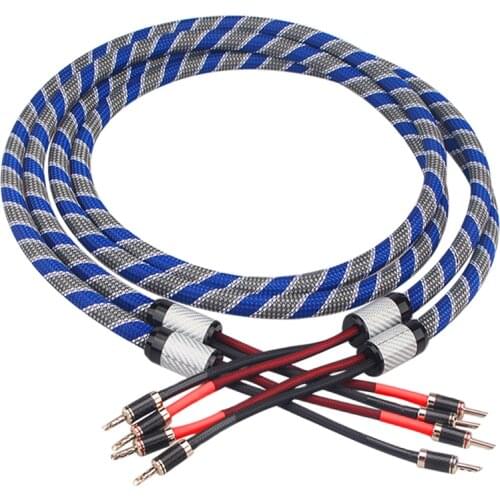 Oxygen Free Copper Audiophile Hifi Audio Speaker Subwoofer Cable with Carbon Fiber Banana Plug
