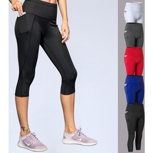 Woman Seven Part Pants Pocket Body-building Run High Waist Speed Do Elastic Force Close 7 Part Pants 2019