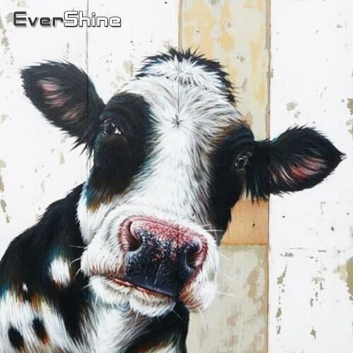 EverShine DIY Full Square Diamond Embroidery Cow Diamond Painting Animal Rhinestones Cross Stitch Mosaic Wall Art