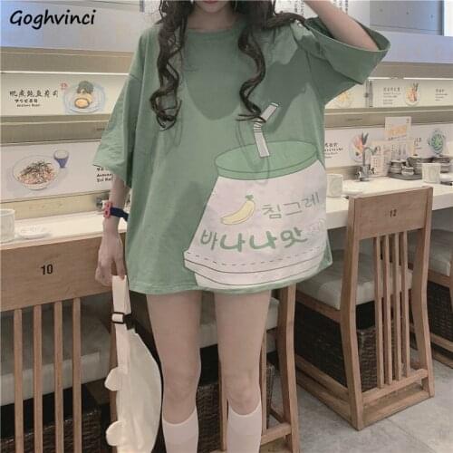 Short Sleeve T-shirts Women Printed Oversize Chic Sweet Girls Tshirt All-match Leisure Ins Tees Hip-hop Street Style Ulzzang New