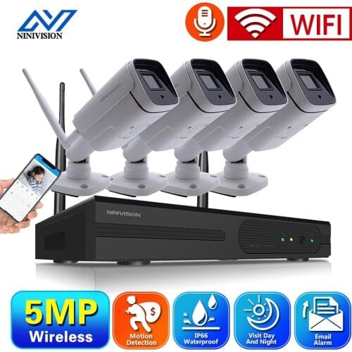 HD Home 5MP IP Security Camera System Wifi NVR Kit 4CH Outdoor Motion Detection CCTV Video Surveillance Camera System Kit H.265