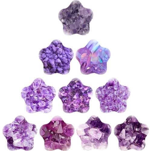 JWEIJIAO Purple Colorful Crystal Photo Glass Cabochon Star Flat Back DIY Base Fashion Jewelry Making Accessories Gift