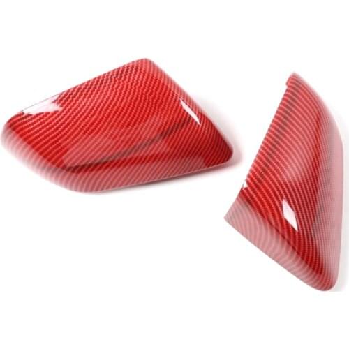 Rearview Mirror Cover Trim Kit Decoration for Ford Mustang 2015 2016 2017 2018 2019, Red Carbon Fiber Grain