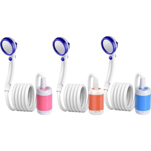 Portable USB Rechargeable Battery Shower Head Nozzles Kit With Electric Pump Hose Travel Shower Outdoor Camping Bathing