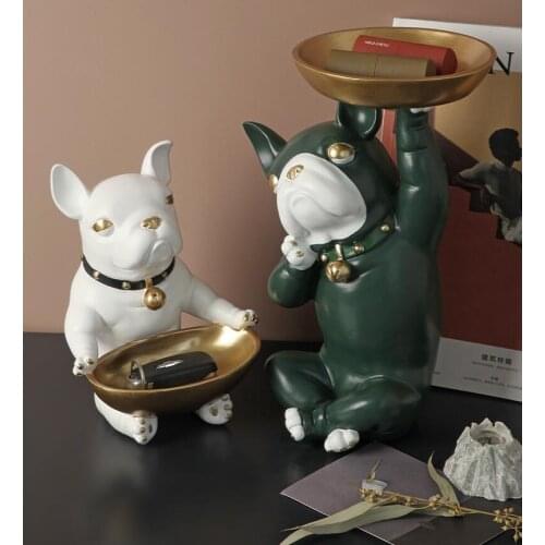 European Cute Bulldog Storage Tissue Box Tray Resin Accessories Home Livingroom Coffee Table Dog Figurines Decoration Crafts