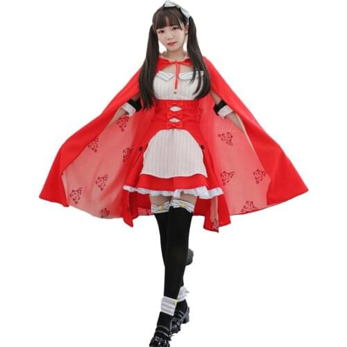 Brdwn Fate/Grand Order FGO The 4th Year Womens Marie Antoinette Caster Little Red Riding Hood Cosplay Costume Gothic Dress