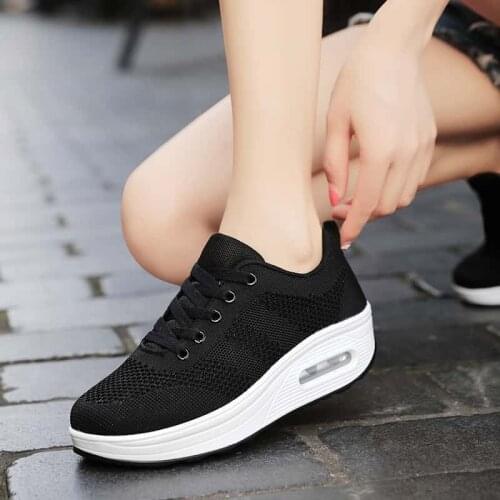 MWY Fashion Women Platform Sneakers Breathable Mesh Casual Shoes Black Walking Trainers Vrouwen Schoenen Vulcanize Shoes