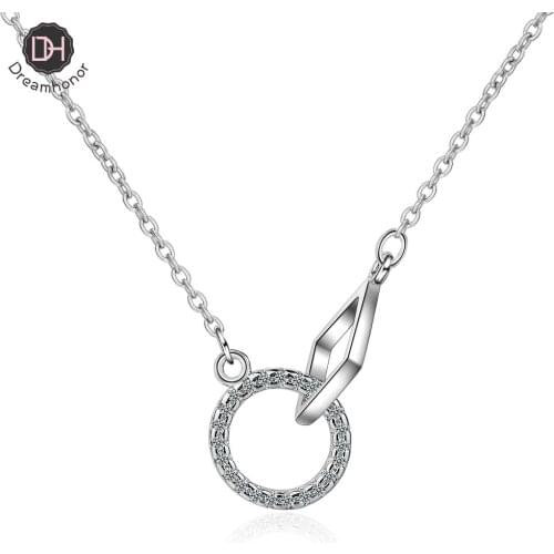 Dreamhonor 2021 Fashion 925 Sterling Silver Zirconia Double Rectangle Pendant Necklaces Jewelry Accessory