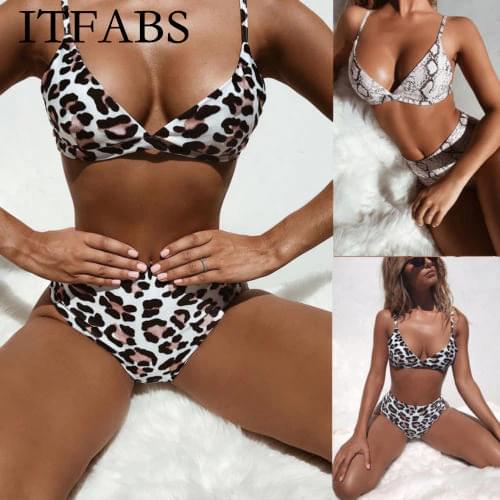 ITFABS Fashion Women Ladies Padded Push Up Leopard print Swimming Suit Swimsuit Swimwear Bikini Sets