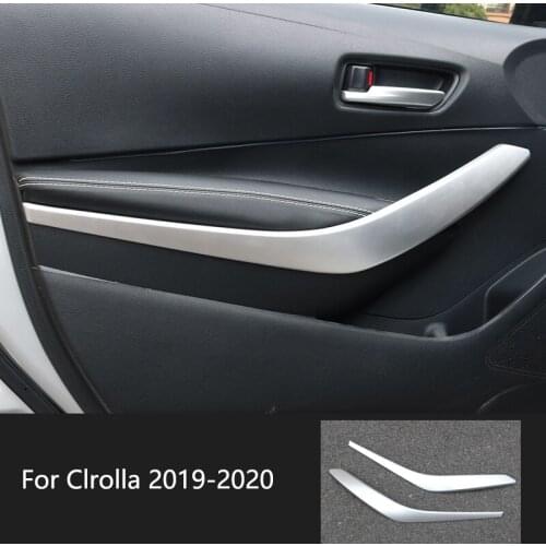2Pcs ABS Silver Chrome Car Inner Front Door Armrest Cover Trim Door Handle Cover Trim For Toyota Corolla 2019 2020