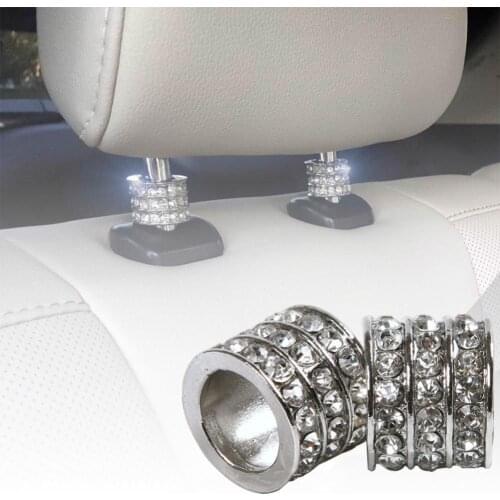 New Fashion Shiny Rhinestone Car Seat Headrest Pole Metal Ring Interior Decoration