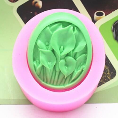 Oval-shaped lily flower pattern Silicone cake mold / handmade soap mold / chocolate mold clay craft mould