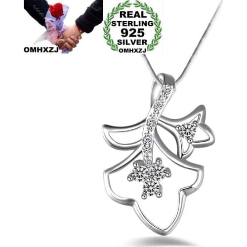 OMHXZJ Wholesale Personality Fashion OL Woman Gift Flower White Amethyst AAA Zircon 925 Sterling Silver Pendant Necklace NC92