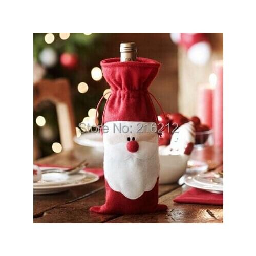 Xmas Santa Claus Wine Bottle Cover Christmas Dinner Party Table Decoration