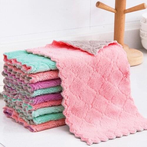 Microfiber Cleaning Cloth Kitchen Towels Double Side Lint Free Highly Absorbent Dishcloth Multi-Purpose Dust Dirty Tablecloth