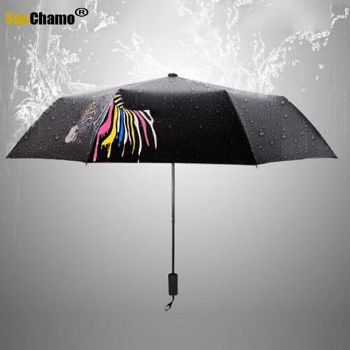 Sunny umbrella, automatic sunshade umbrella, folding small black umbrella, color changing umbrella in water