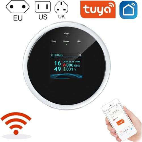 Tuya WiFi Gas LPG Leak Sensor Alarm Fire Security Detector APP Control Safety Smart Home Leakage Sensor Support Smart Life APP