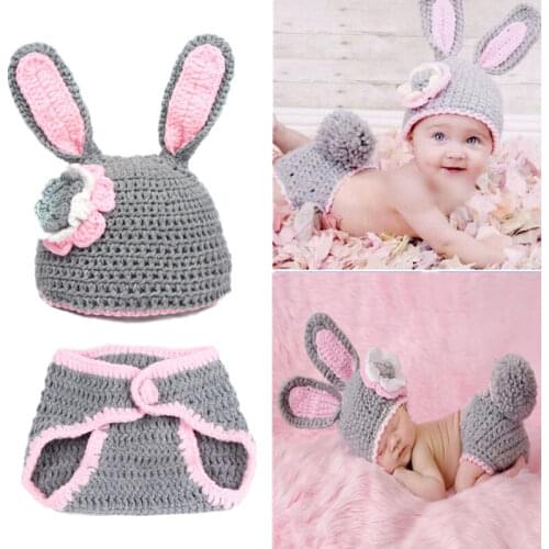 2Pcs/Set Newborn Photography Baby Prop Photo Knitted Crochet Warm Costume Baby Hat And Pant Set Girl Boy Baby Clothes Accessorie