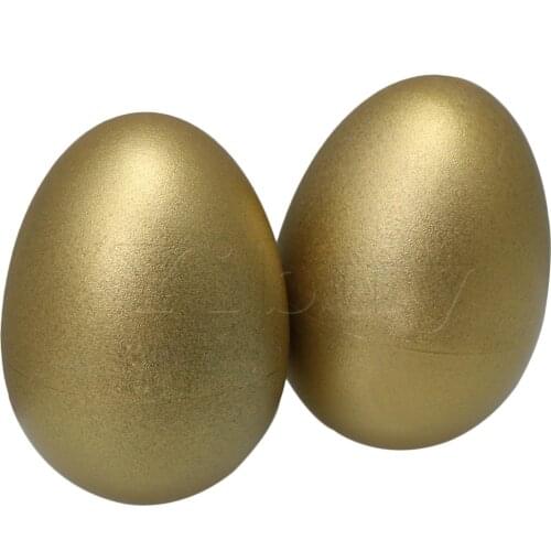 Yibuy 2PCS Gold Plastic Egg Maraca Musical Toys Orff Spraying Parts