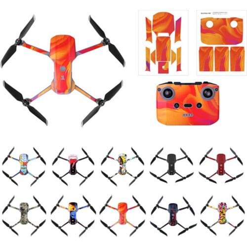 PVC Protective Film Sticker Colorful Waterproof Skin Decals for DJI Mavic Air 2 Drone Body Arm Remote Control Battery Removable