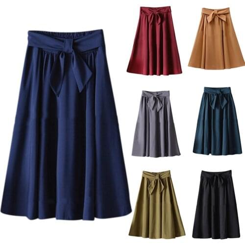 Women Summer High Waist Pleated Plaid Skirt A-Line Midi Skirts Female Women Skirts Mid-Calf Skirts Bodycon School Party