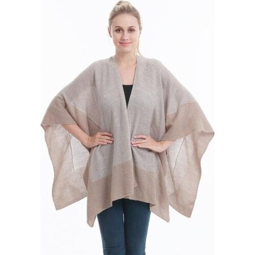 2021 Spring Autumn Stitching Shawl For Women Multi Functional Knitting Top Clothing Fashion Black Grey Cape Wraps