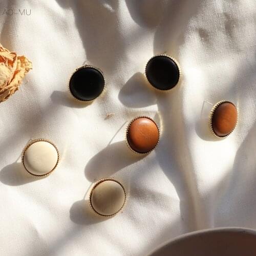 AOMU Retro Fashion Geometric Round Circle Metal Statement Stud Earrings for Women Gift Party Wedding Jewelry Boucle D'oreille