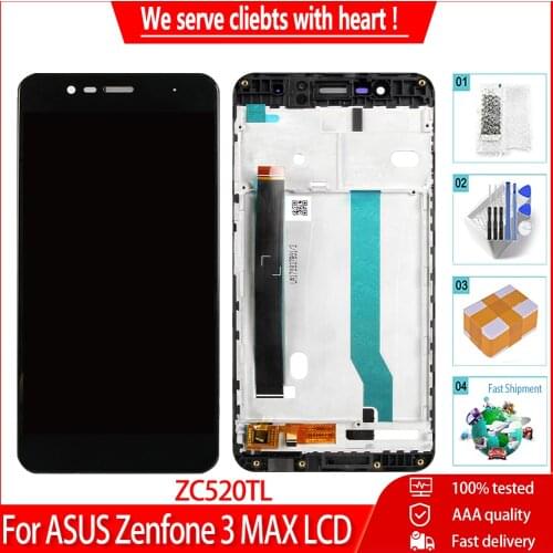 Original For Asus Zenfone 3 Max ZC520TL X008D LCD Display Touch Screen With Frame Digitizer Assembly Replacement For ZC520TL LCD