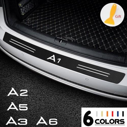 1PCS 3D Carbon Fiber Sticker Decals Car Trunk Guard Plate Car Sticker For Audi A1 A2 A3 A4 A5 A6 A7 A8 Q1 Q6 Q7 Q8 accessories