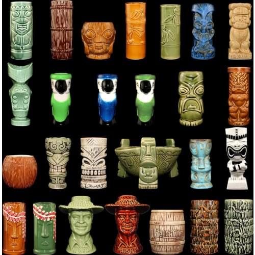 1 pc Hawaii Tiki Mugs Cocktail Cup Beer Beverage Mug Wine Mugs Tumblers Ceramic Tiki Mugs Great For Whiskey Drink Party Cups