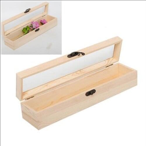 1pcs Eternal flower zakka glass transparent lid wooden box glass lid gift box jewelry packaging gift storage box