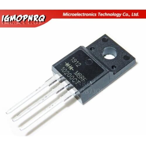 10pcs MBRF10200CT 10200CT MBRF10200 Schottky & Rectifiers 10A 200Vrrm 110A 0.91Vf TO-220F new original