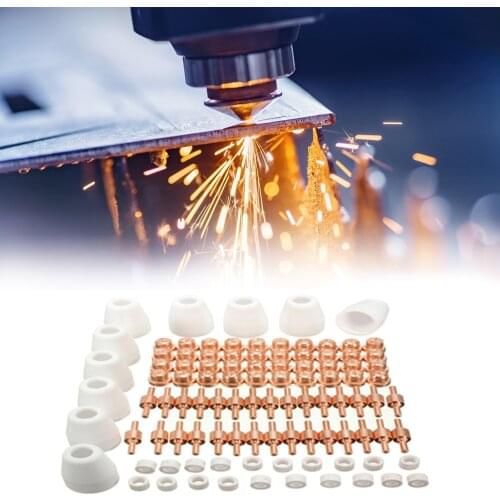 100Pcs Air Plasma Cutter Nozzles Electrodes Shielded-cups Gas Rings Consumables Kit Fit for PT-31 L-G-40 Cutting Torch