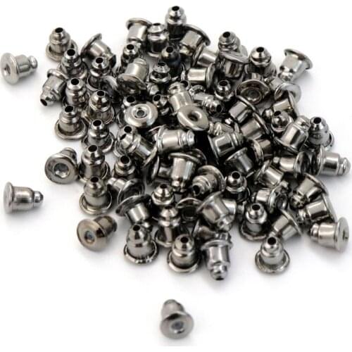 100 Pics Gold Black White Silicone Metal Earring Back For Jewelry Making Finding Diy Earrings Accessories Wholesale Supply