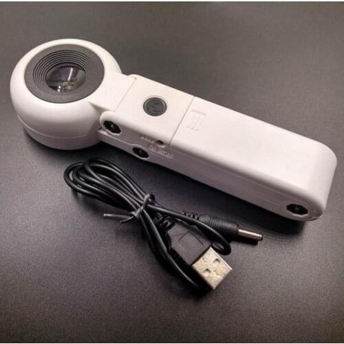 20X 21mm Lens USB Illuminated Handheld Desk Type Table Lamp Reading Magnifier 20 Times Magnifying Glass with 6pcs LED Lamps