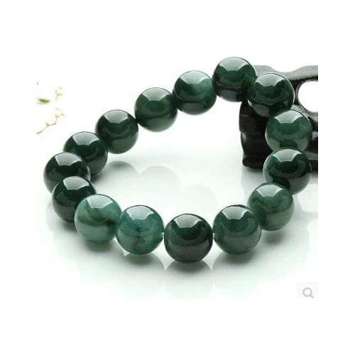 Natural Emerald Green Beads 8-14mm Bracelet Elastic Bangle Charm Jewellery Fashion Hand-Carved Man Woman Luck Gifts Amulet AAA